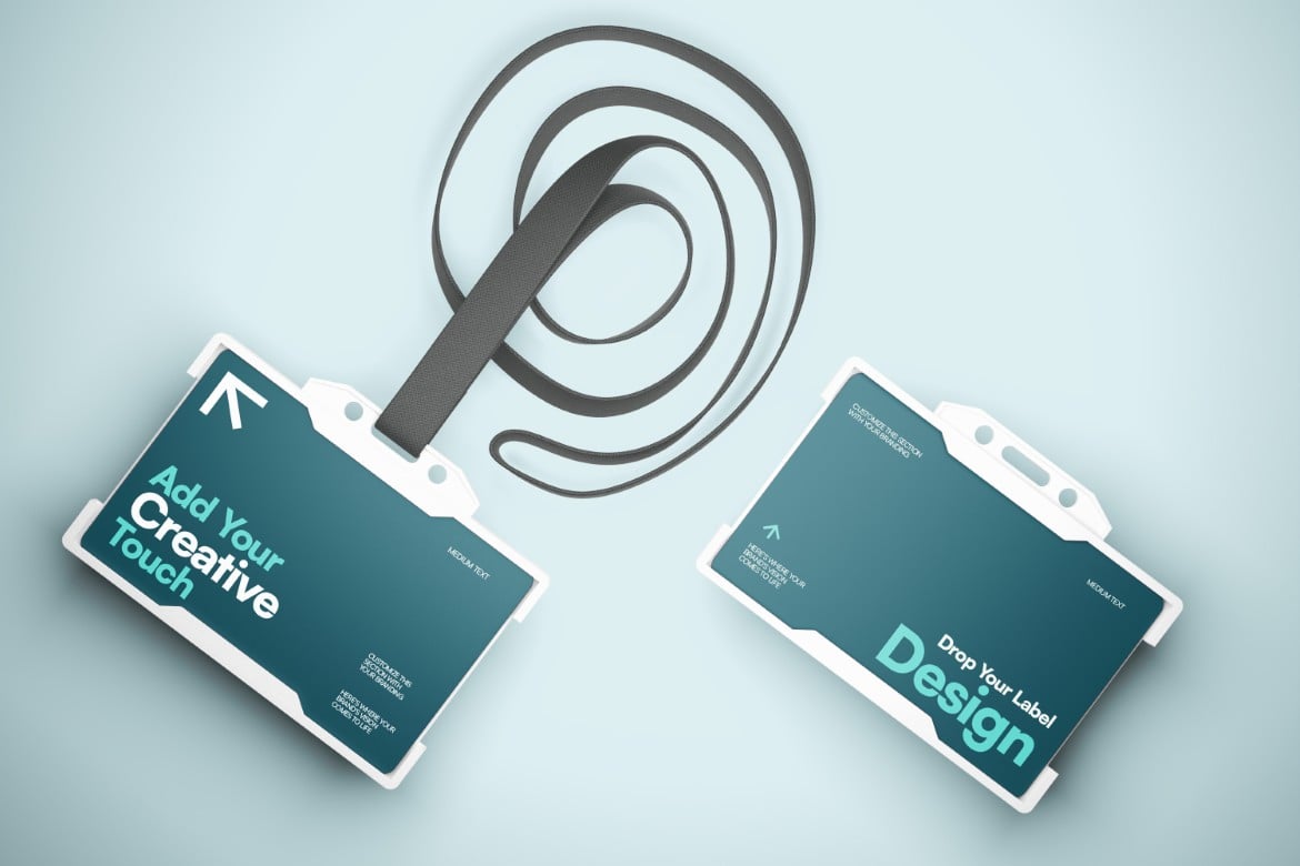 横版工牌卡套展示样机 ID Card Holder Landscape Mockup