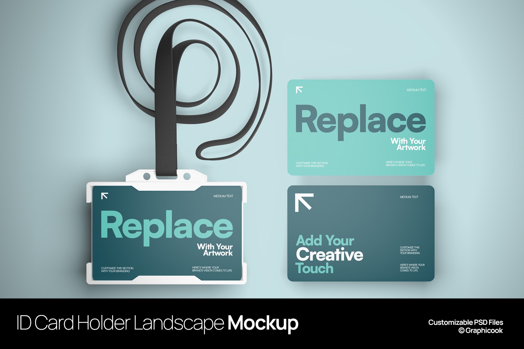 横版工牌卡套展示样机 ID Card Holder Landscape Mockup