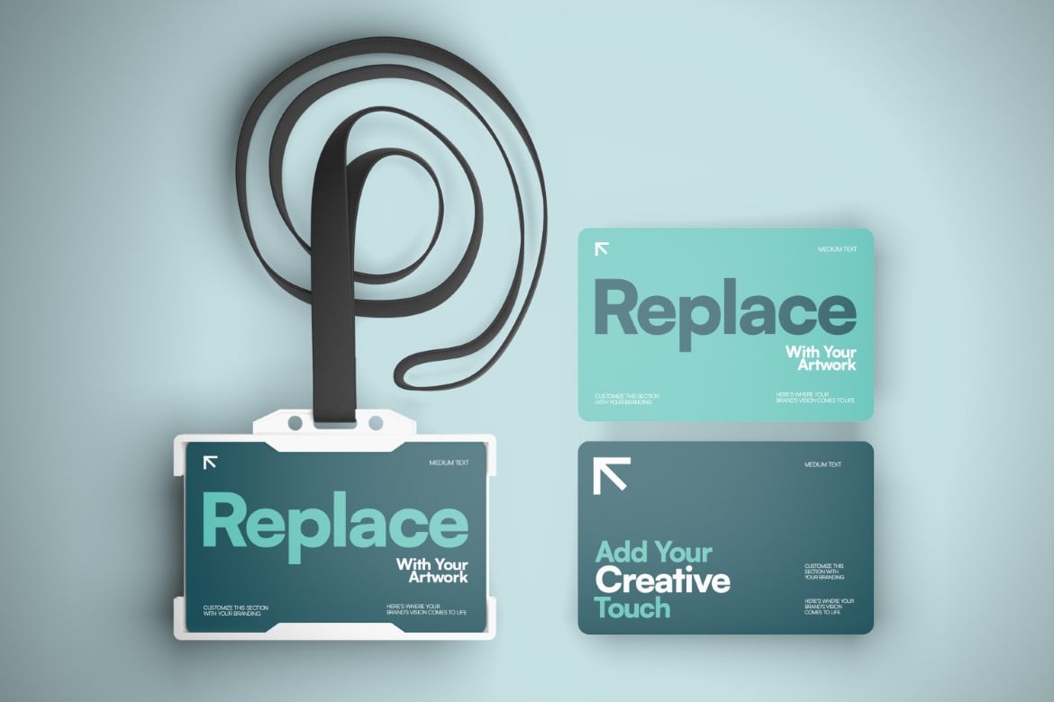 横版工牌卡套展示样机 ID Card Holder Landscape Mockup