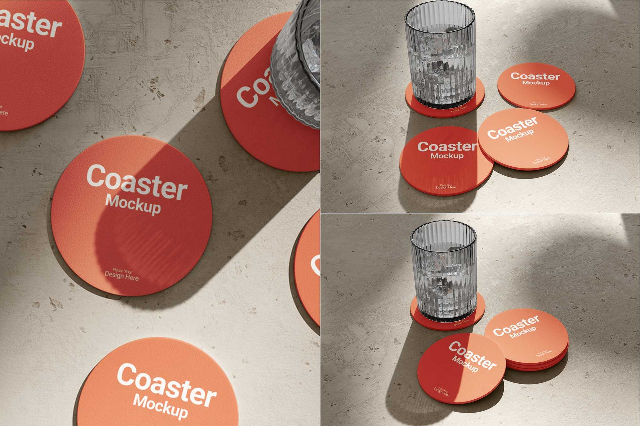 杯垫设计展示样机 Coaster Mockup