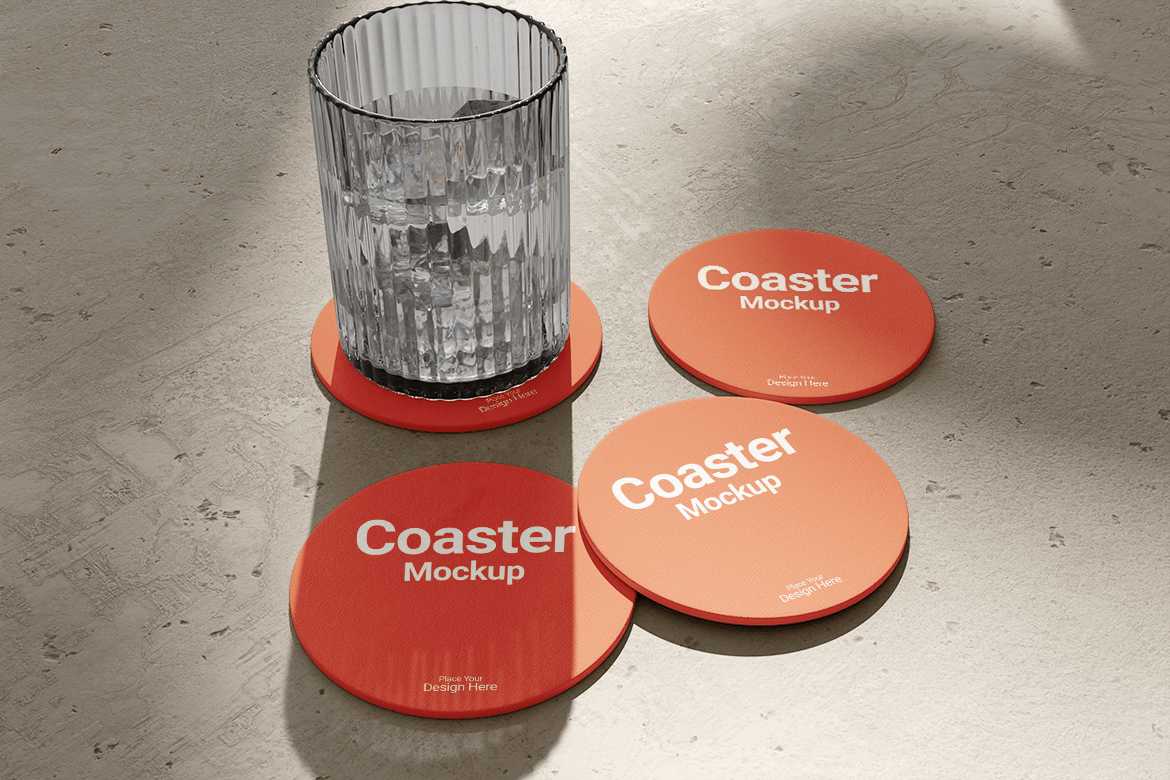 杯垫设计展示样机 Coaster Mockup
