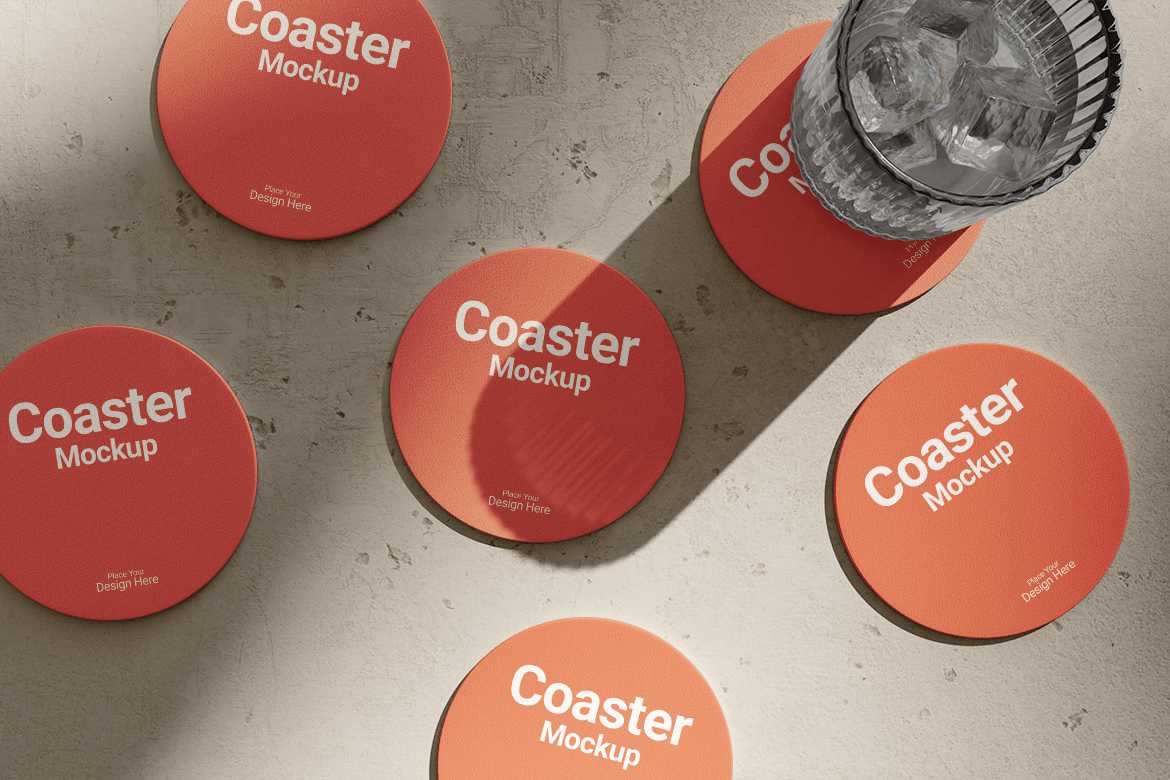 %title插图%num 杯垫设计展示样机 Coaster Mockup