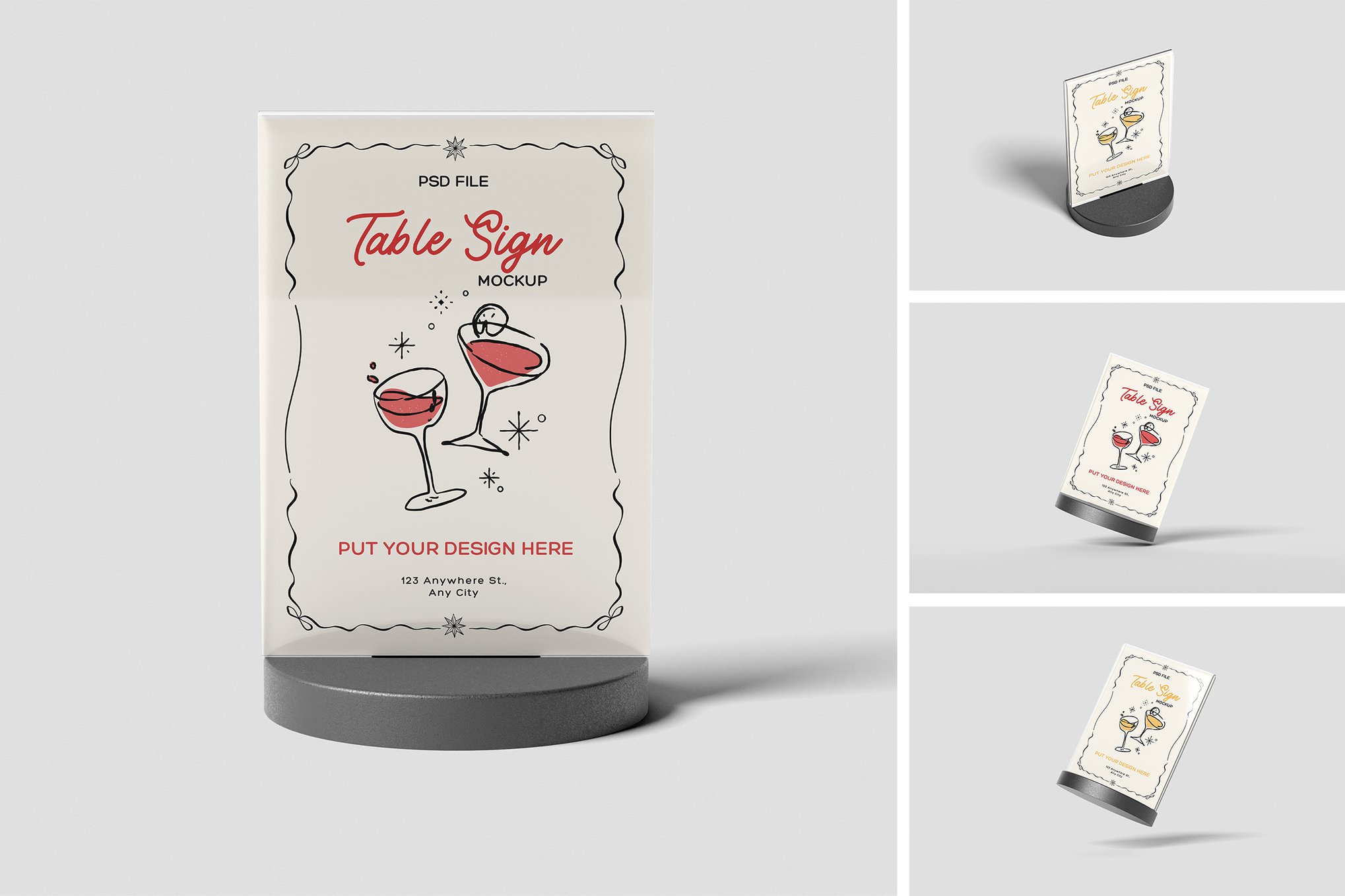 桌牌立式标牌展示样机 Table Sign Mockup