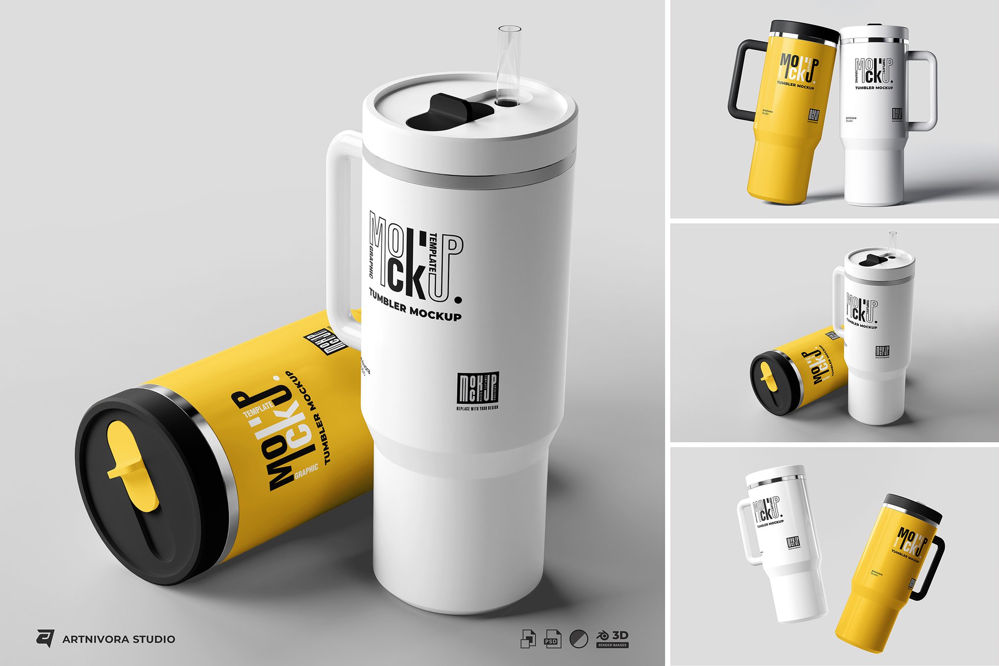 水壶随行杯套装样机 Tumbler Mockup Sets