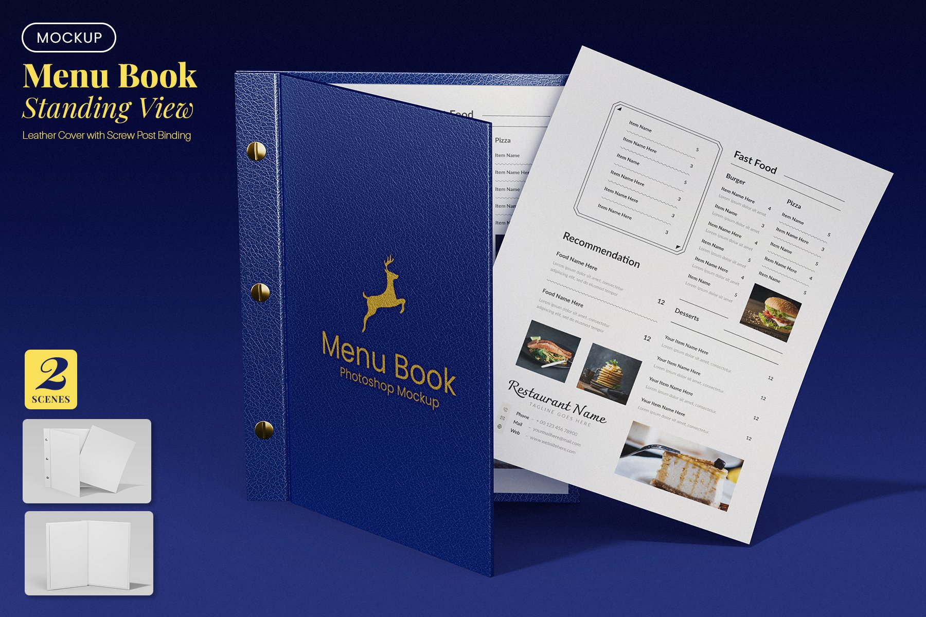 立式菜单本展示样机 Menu Book Mockup