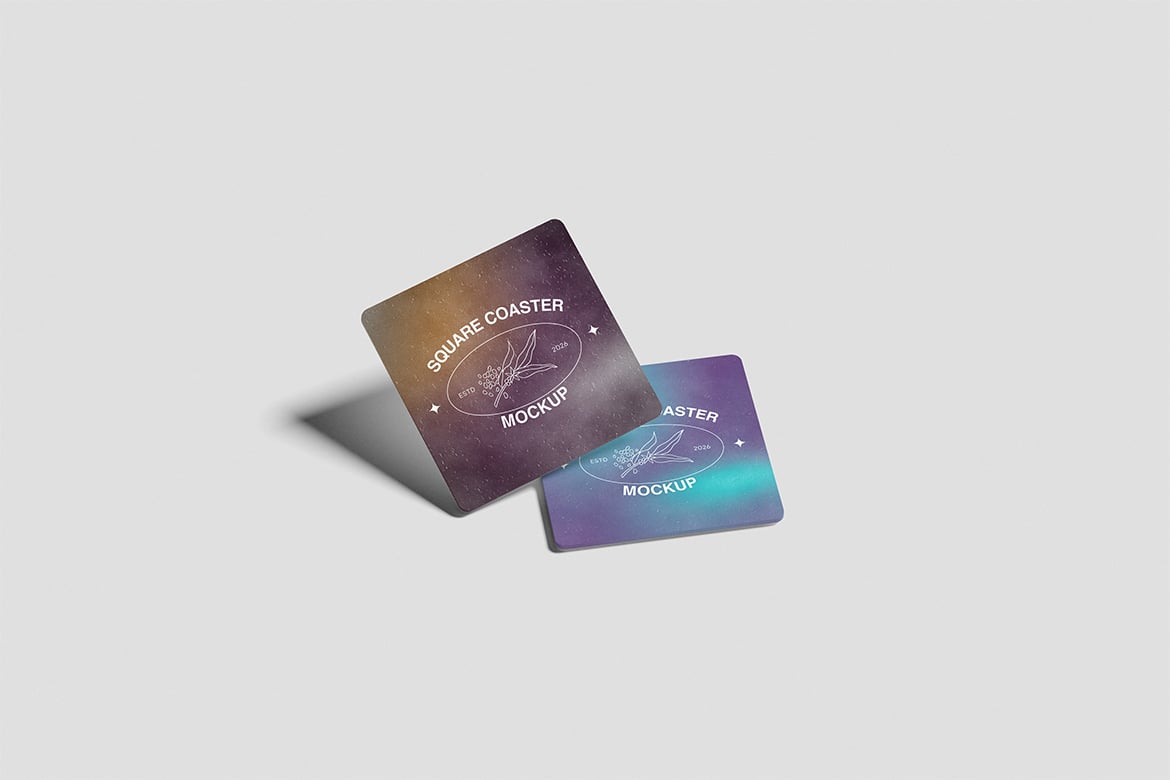 %title插图%num 方形杯垫设计样机 Square Coaster Mockup