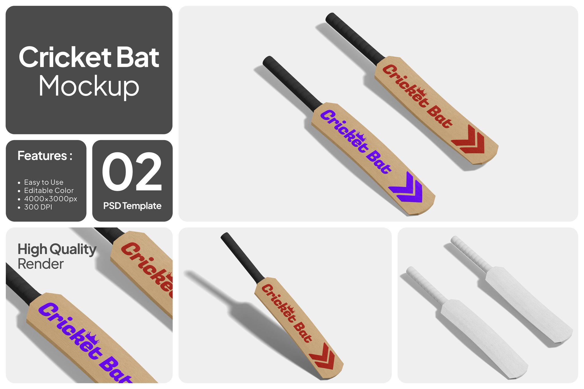 板球拍品牌设计样机 Cricket Bat Mockup
