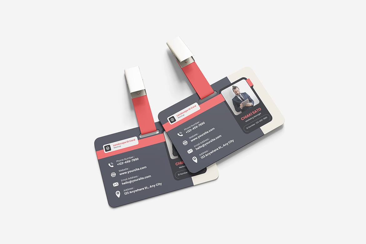 横版证件卡片样机 Landscape ID Card Mockup