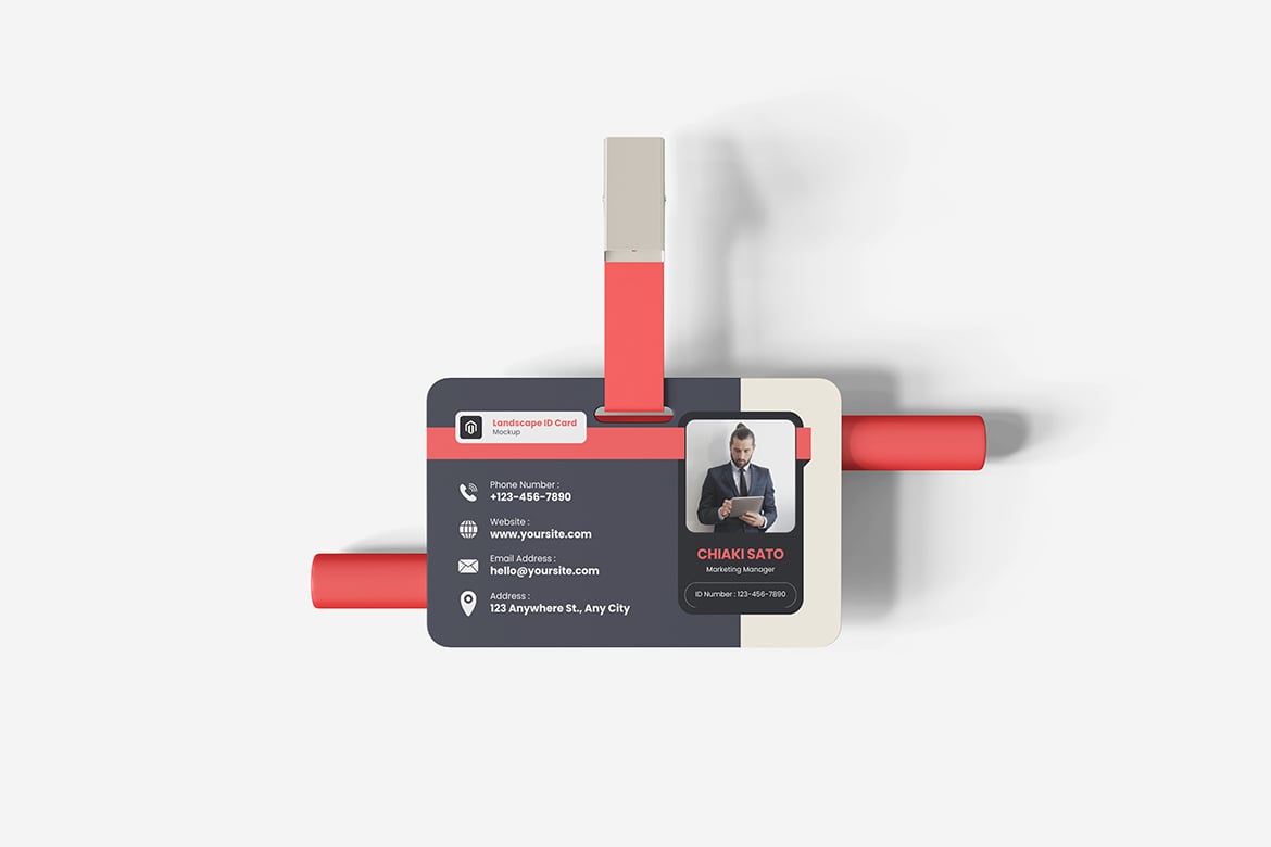 横版证件卡片样机 Landscape ID Card Mockup