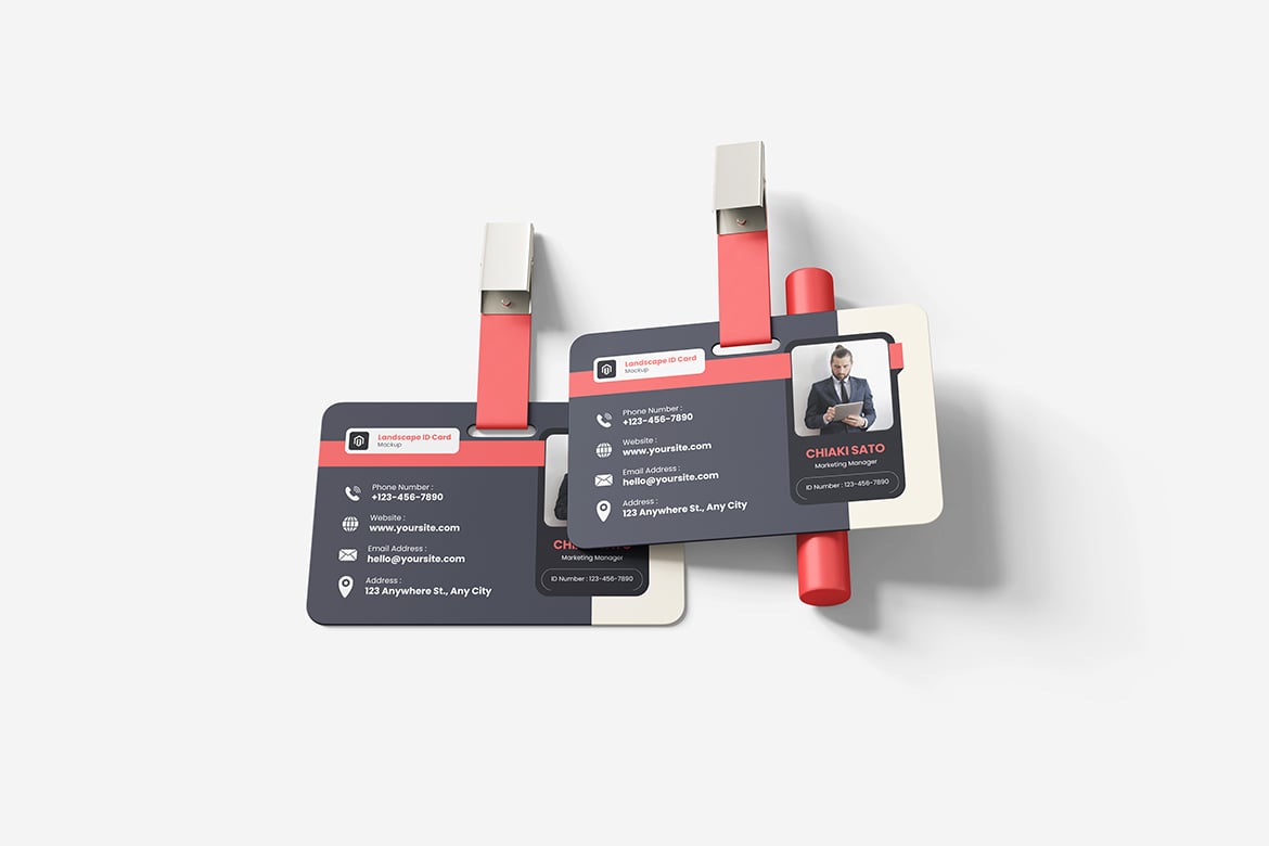 横版证件卡片样机 Landscape ID Card Mockup