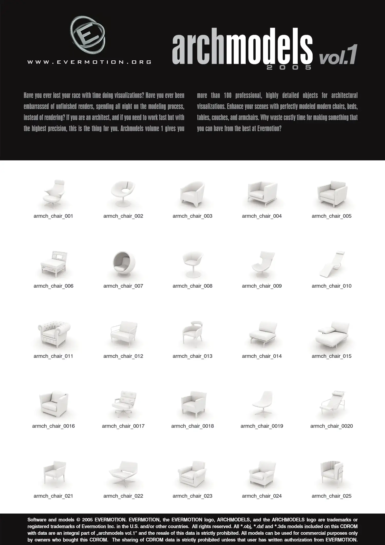 Evermotion Archmodels Vol 01 (椅子,床,沙发,桌子)