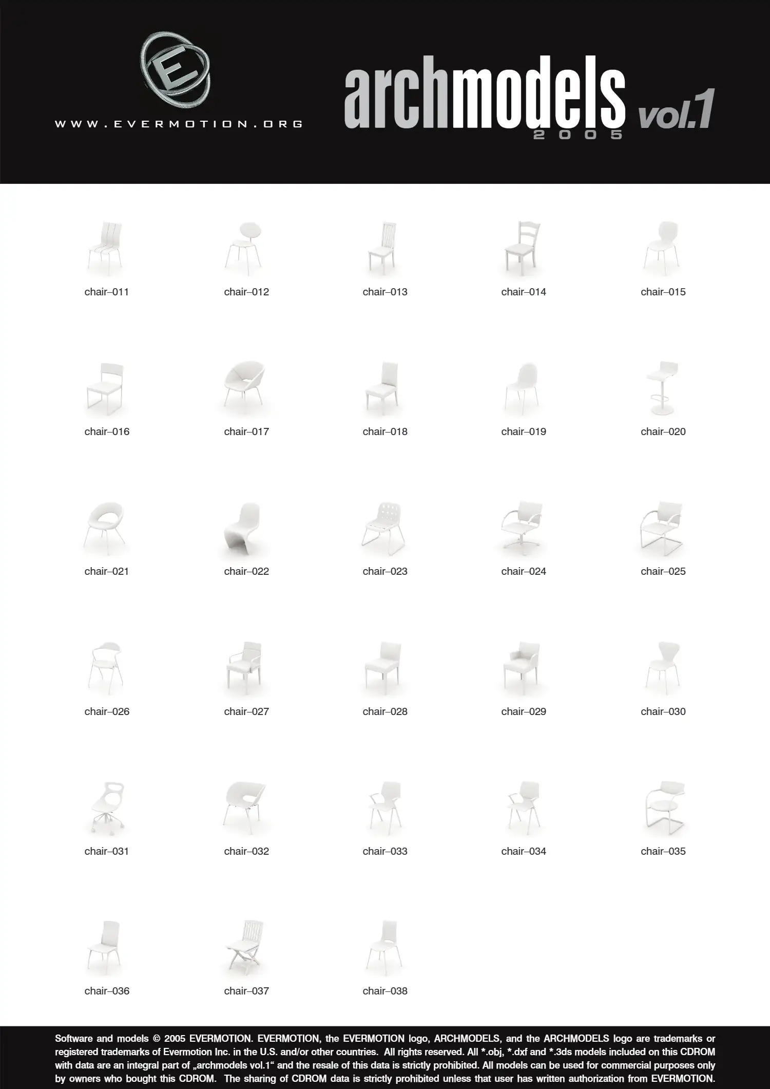 Evermotion Archmodels Vol 01 (椅子，床，沙发，桌子)
