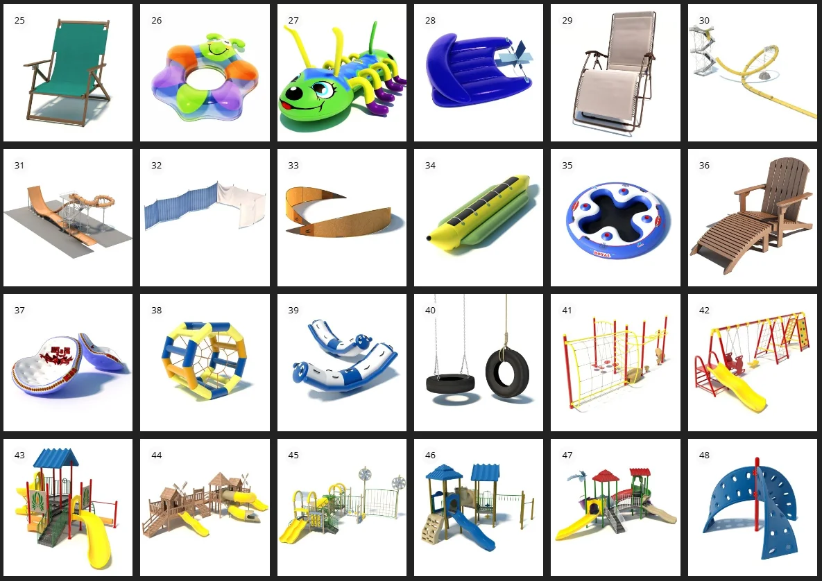 Evermotion Archmodels Vol 94 水上乐园和娱乐设备 3D 模型