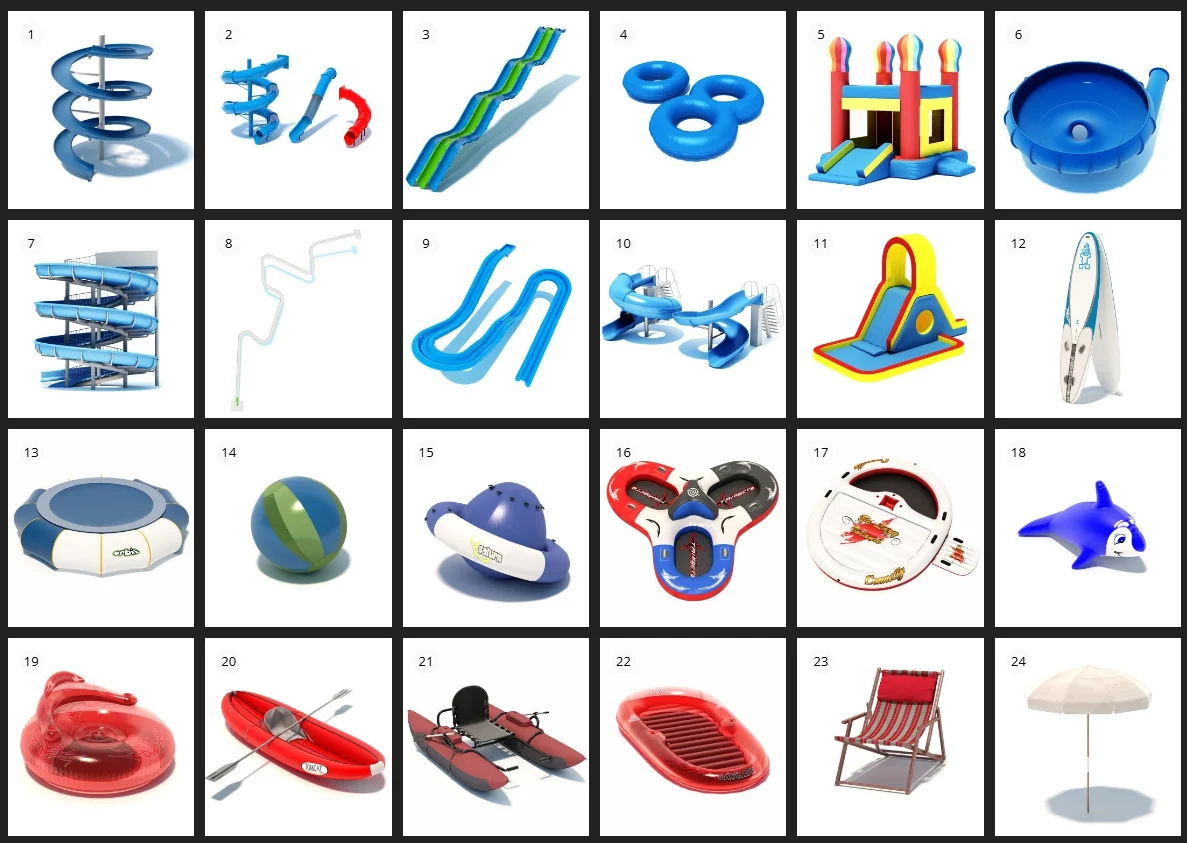 Evermotion Archmodels Vol 94 水上乐园和娱乐设备 3D 模型