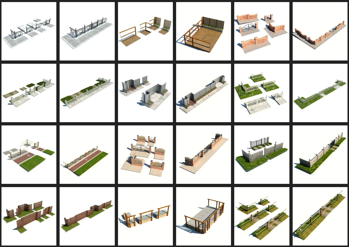 Evermotion – Archmodel.116 草坪与围栏 3D 模型