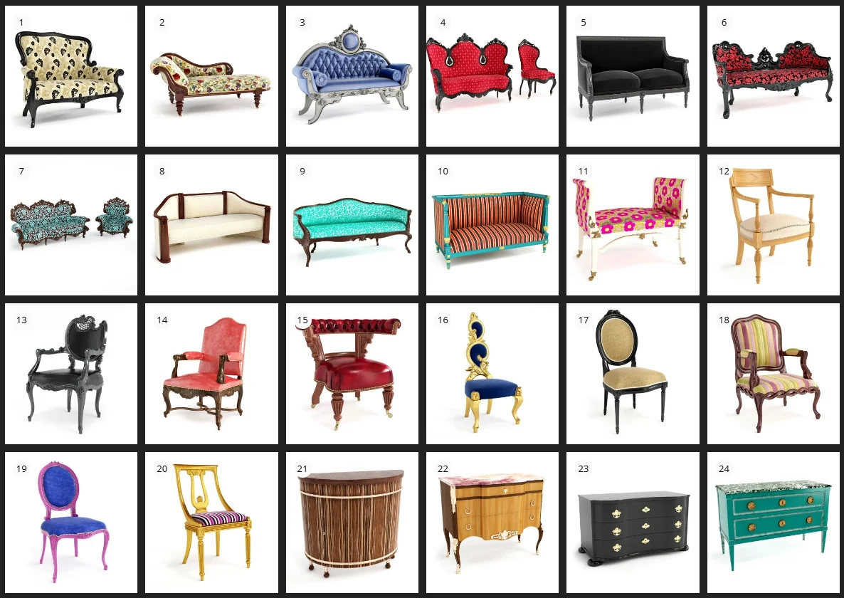 Evermotion – Archmodel.122 古董家具 3D 模型