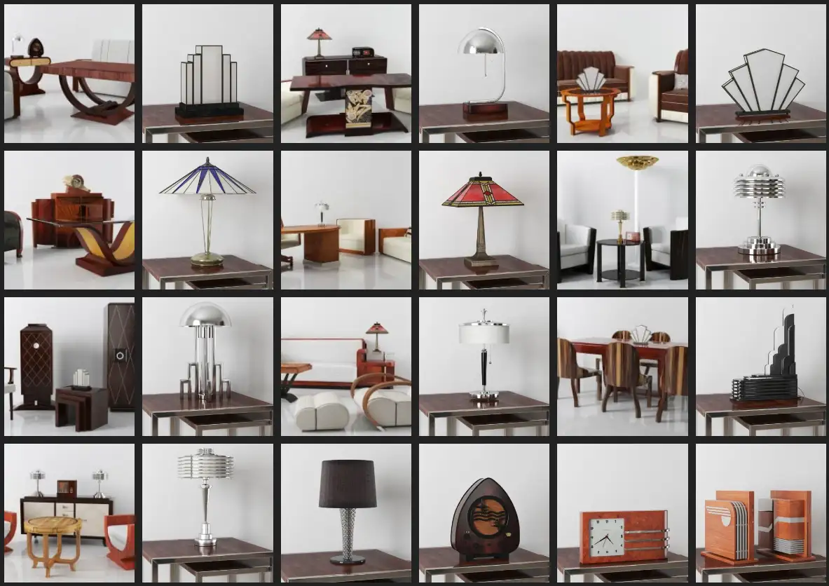 Evermotion – Archmodel.142 装饰艺术风格家具 3D 模型