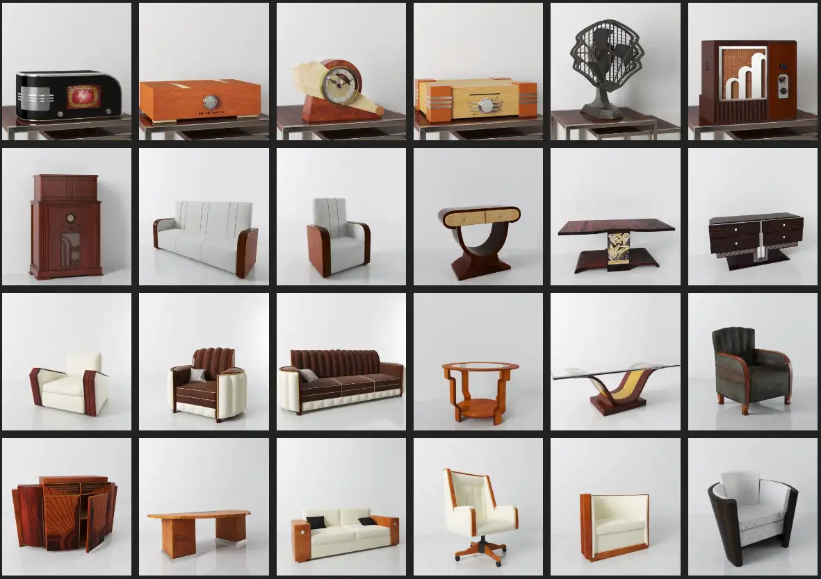 Evermotion – Archmodel.142 装饰艺术风格家具 3D 模型