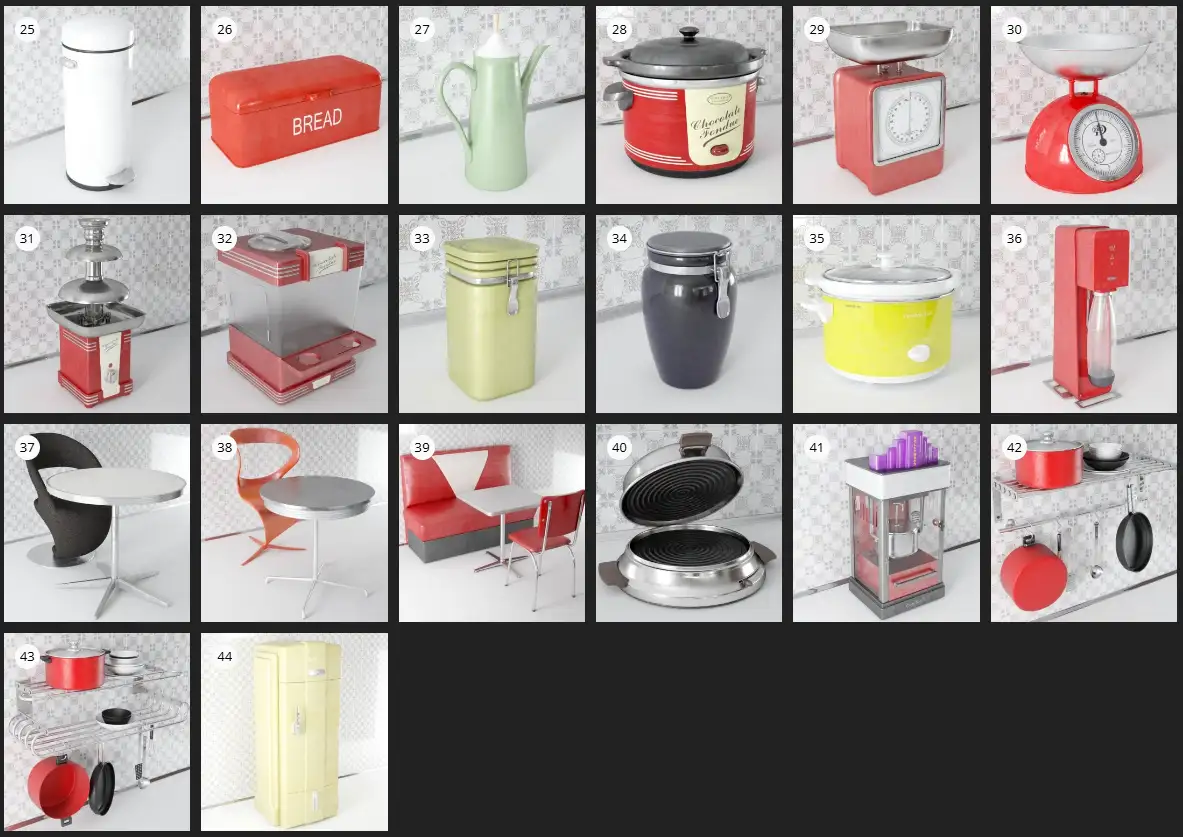 Evermotion – Archmodel.143 复古厨房电器 3D 模型 Evermotion – Archmodel.143 复古厨房电器 3D 模型