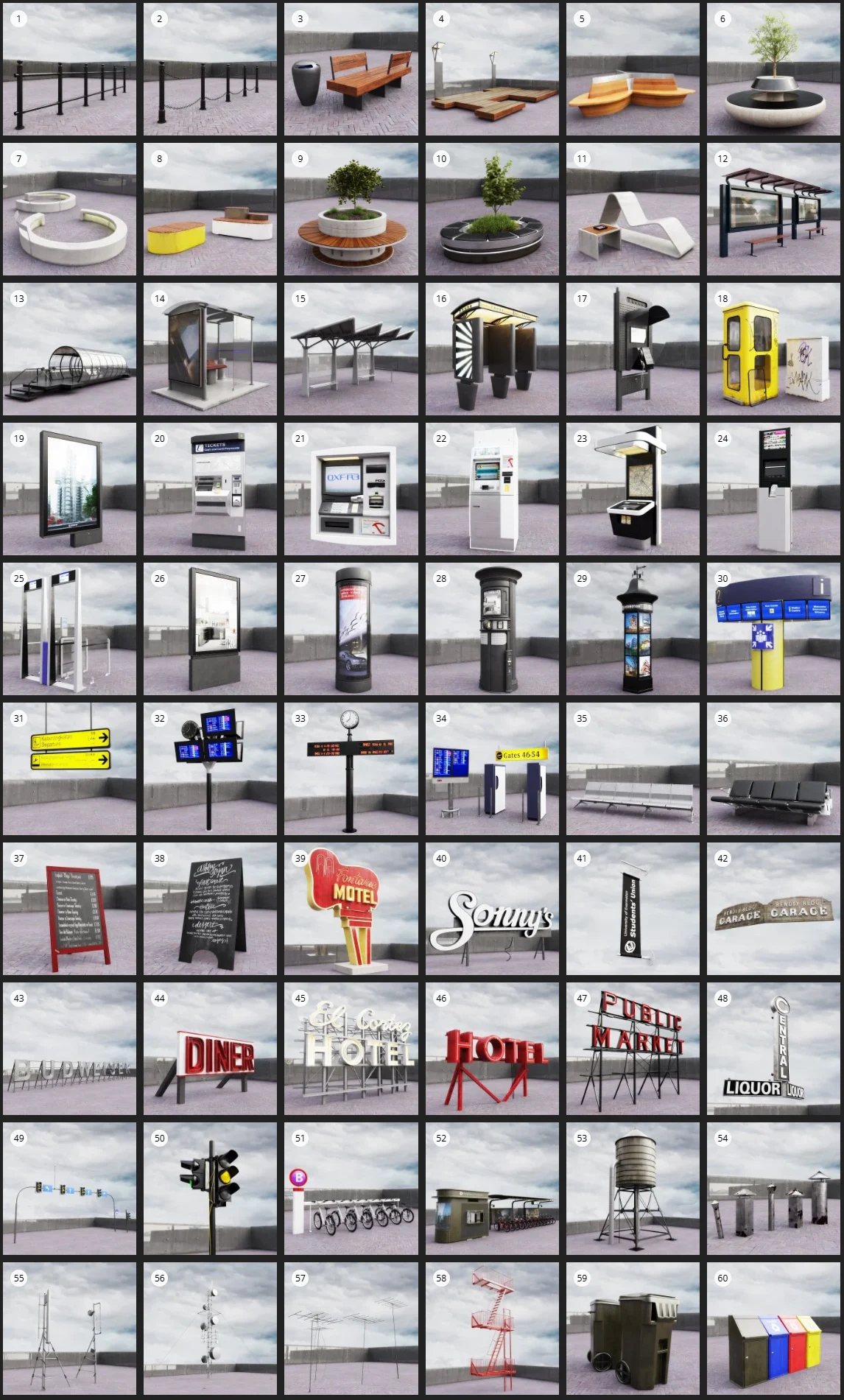 %title插图%num Evermotion – Archmodel.162 街头道具 3D 模型