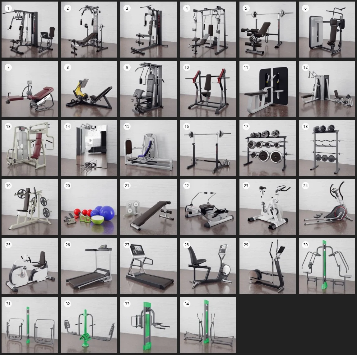 %title插图%num Evermotion – Archmodel.169 健身房器材 3D 模型