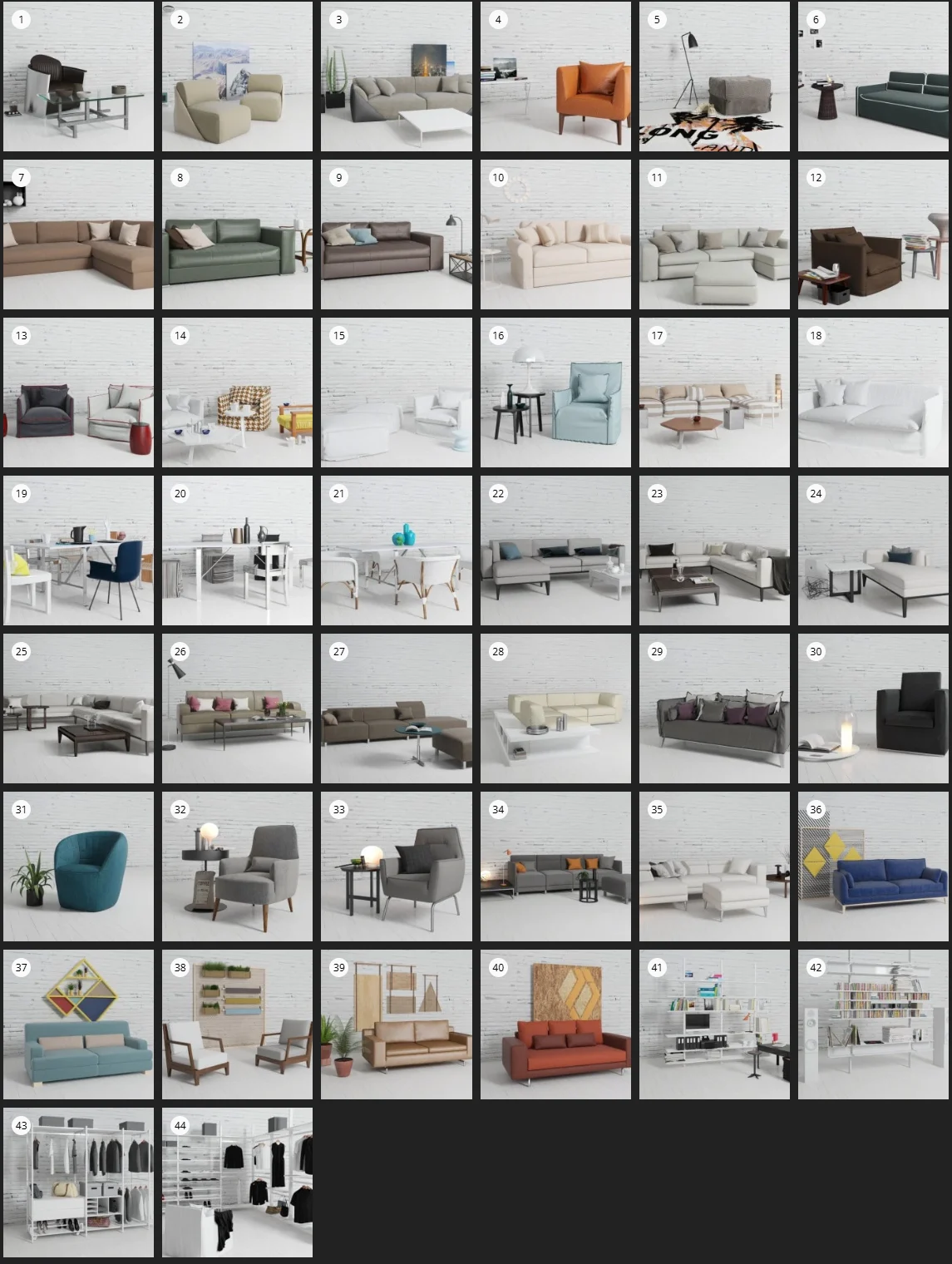 Evermotion – Archmodel.174 家具套装 3D 模型