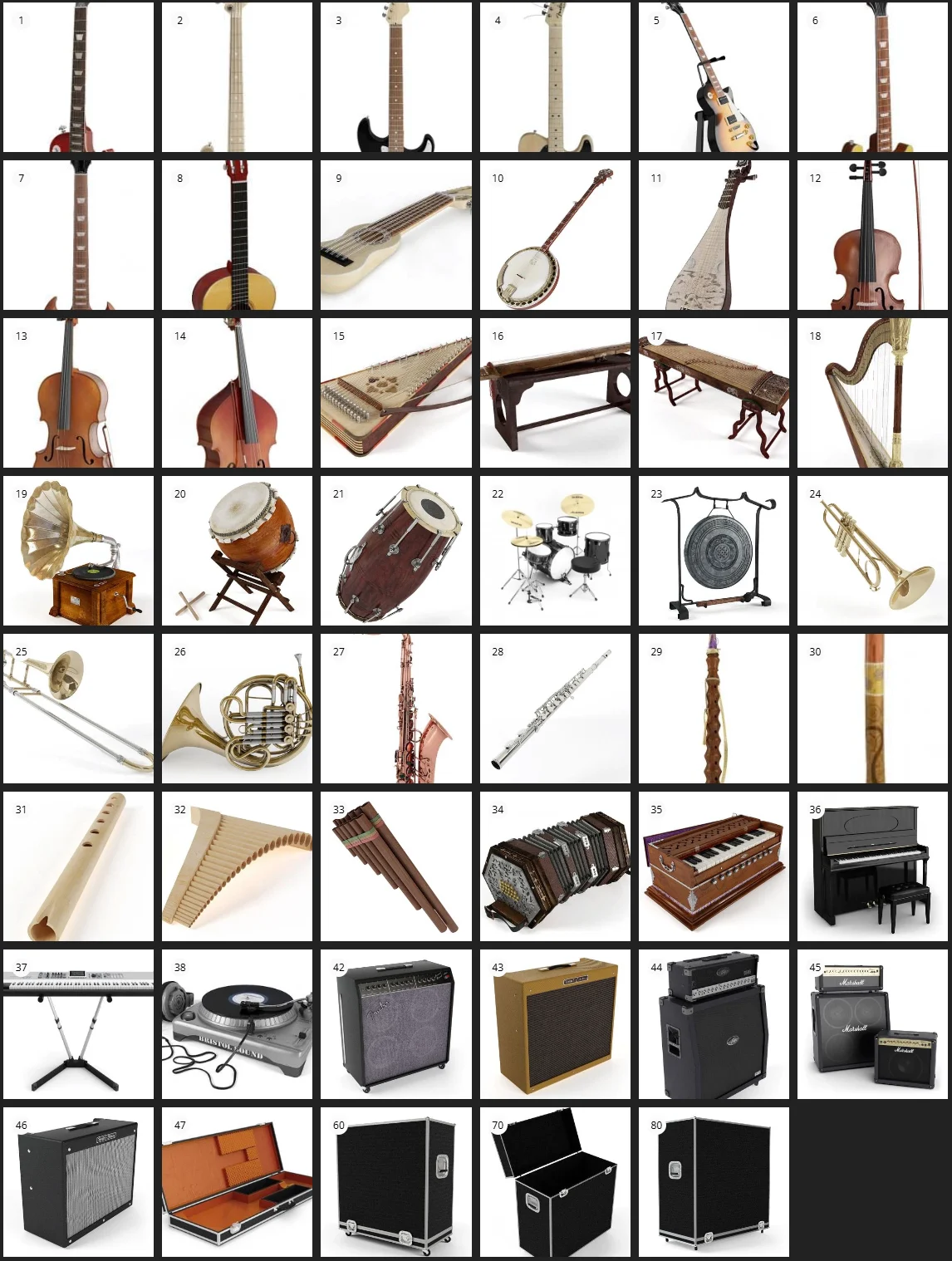 Evermotion Archmodels Vol 67 乐器 3D 模型