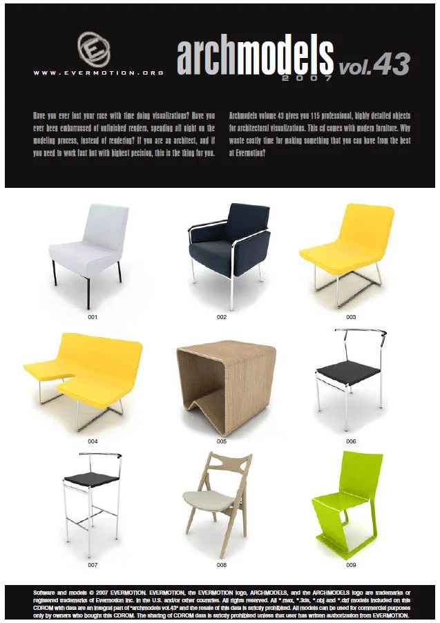Evermotion Archmodels Vol 43 家具 3D 模型
