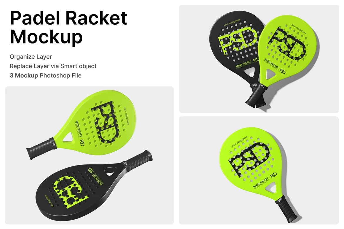 匹克球拍展示样机 Padel Racket Mockup