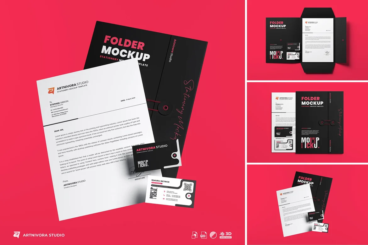 文具套装品牌VI样机 Stationery Mockup Sets