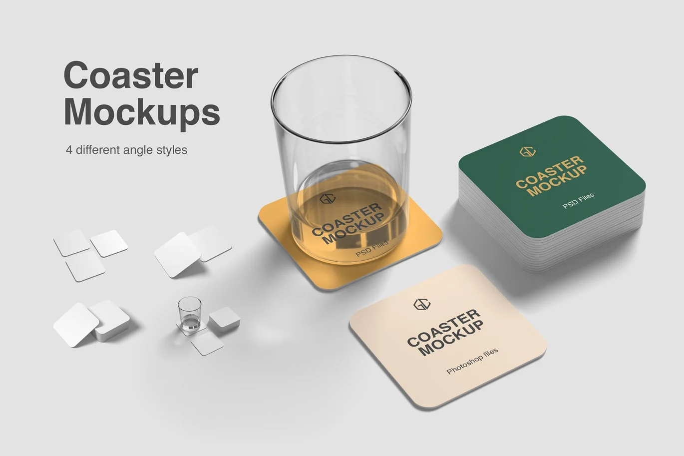 杯垫设计展示样机 Coaster Mockups