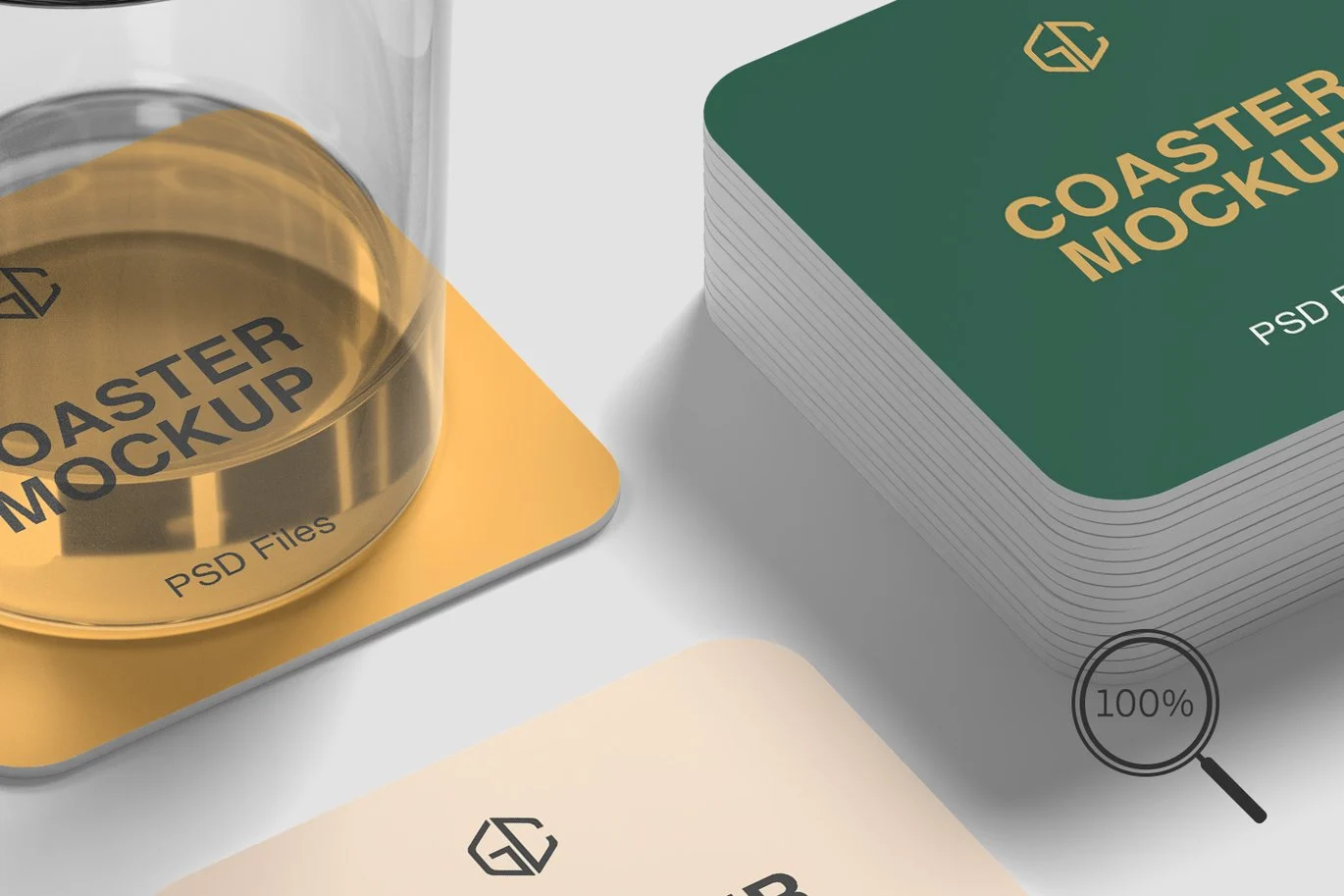 杯垫设计展示样机 Coaster Mockups