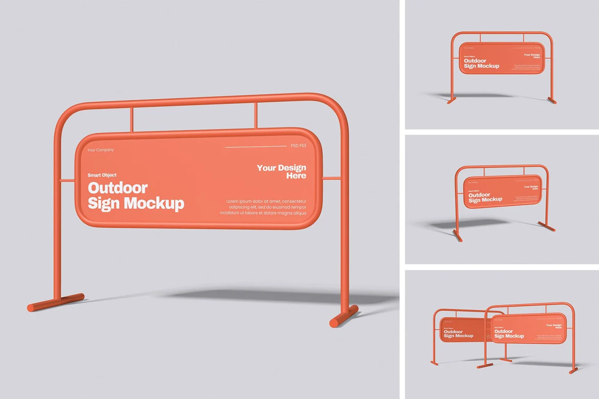 户外墙面标志牌样机 Outdoor Wall Signs