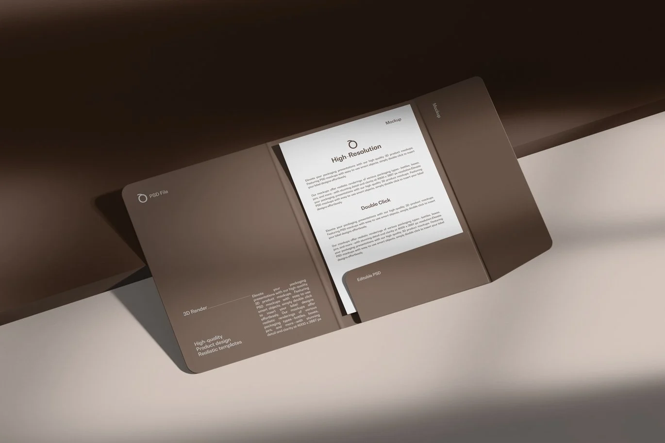 A4文件夹与信纸组合样机 A4 Folder with Letterhead Mockup