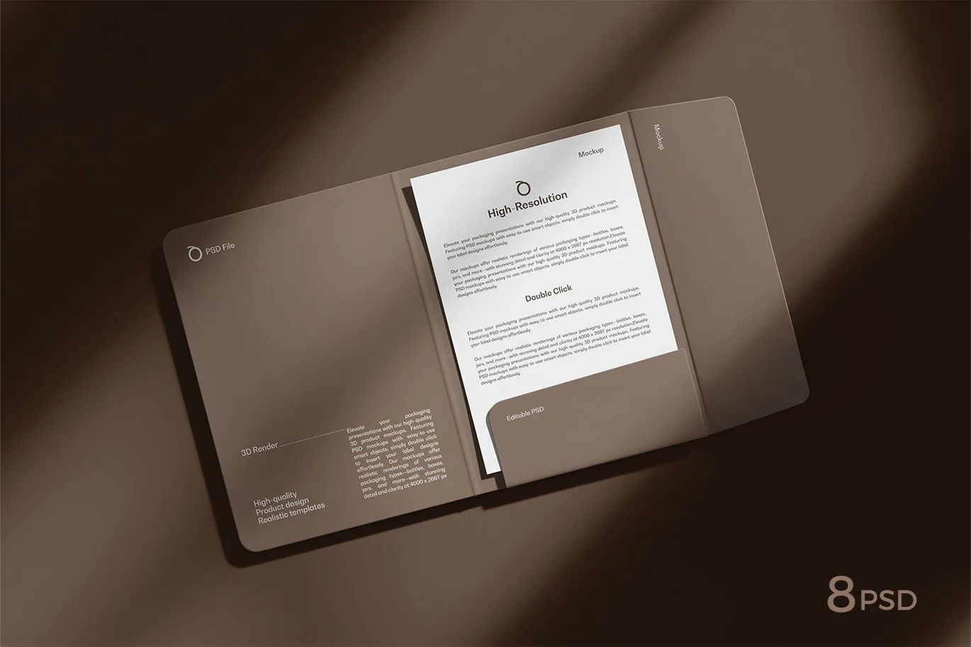 A4文件夹与信纸组合样机 A4 Folder with Letterhead Mockup