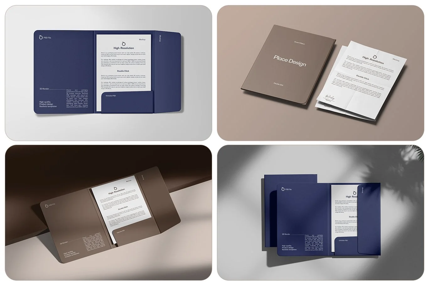 A4文件夹与信纸组合样机 A4 Folder with Letterhead Mockup