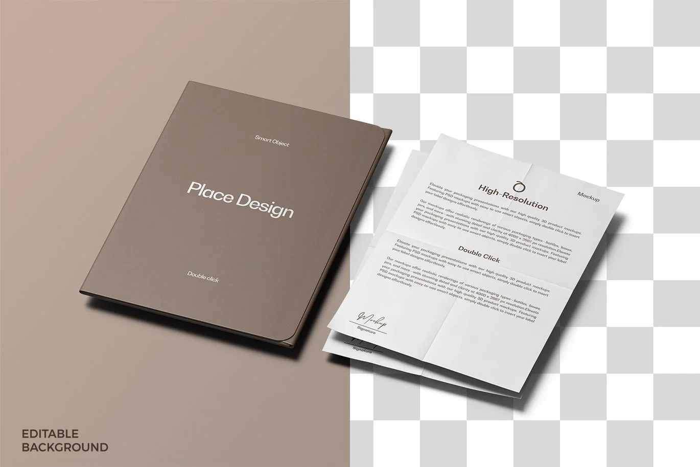 A4文件夹与信纸组合样机 A4 Folder with Letterhead Mockup