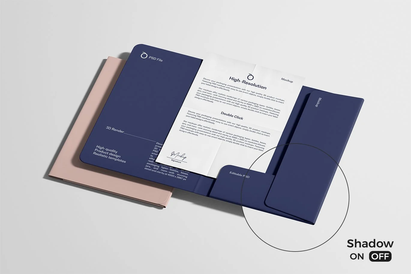 A4文件夹与信纸组合样机 A4 Folder with Letterhead Mockup