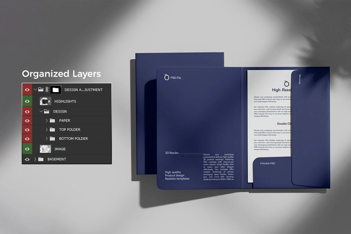 A4文件夹与信纸组合样机 A4 Folder with Letterhead Mockup