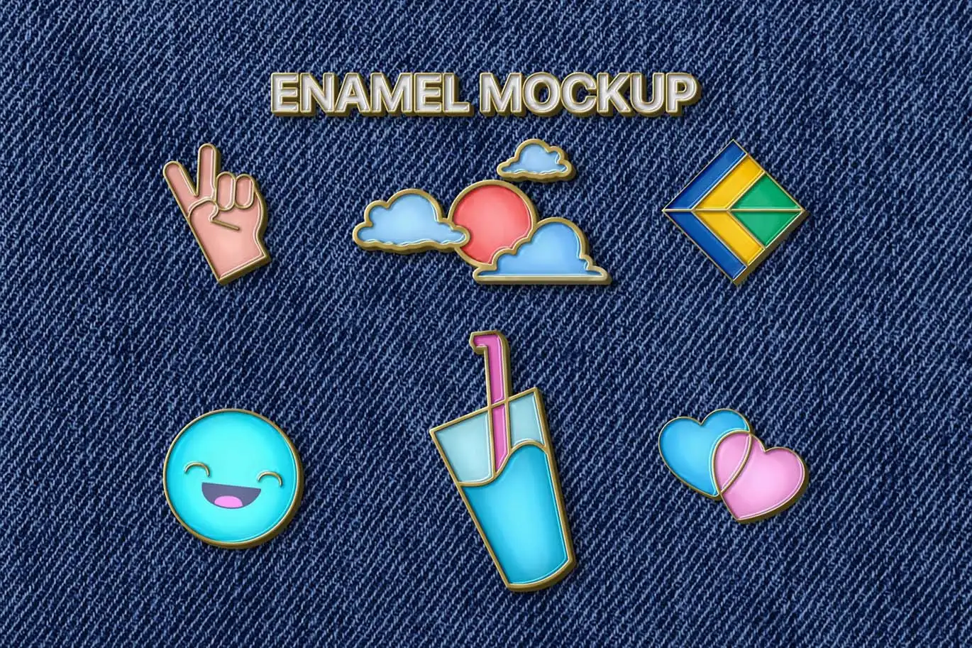 金属珐琅徽章设计样机 Metallic Enamel Pin Mockup