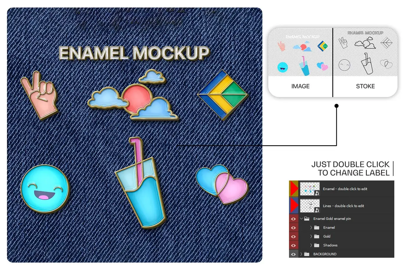 %title插图%num 金属珐琅徽章设计样机 Metallic Enamel Pin Mockup