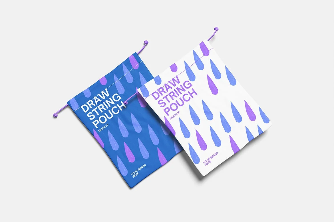 束口抽绳袋包装设计样机 Drawstring Pouch Mockup
