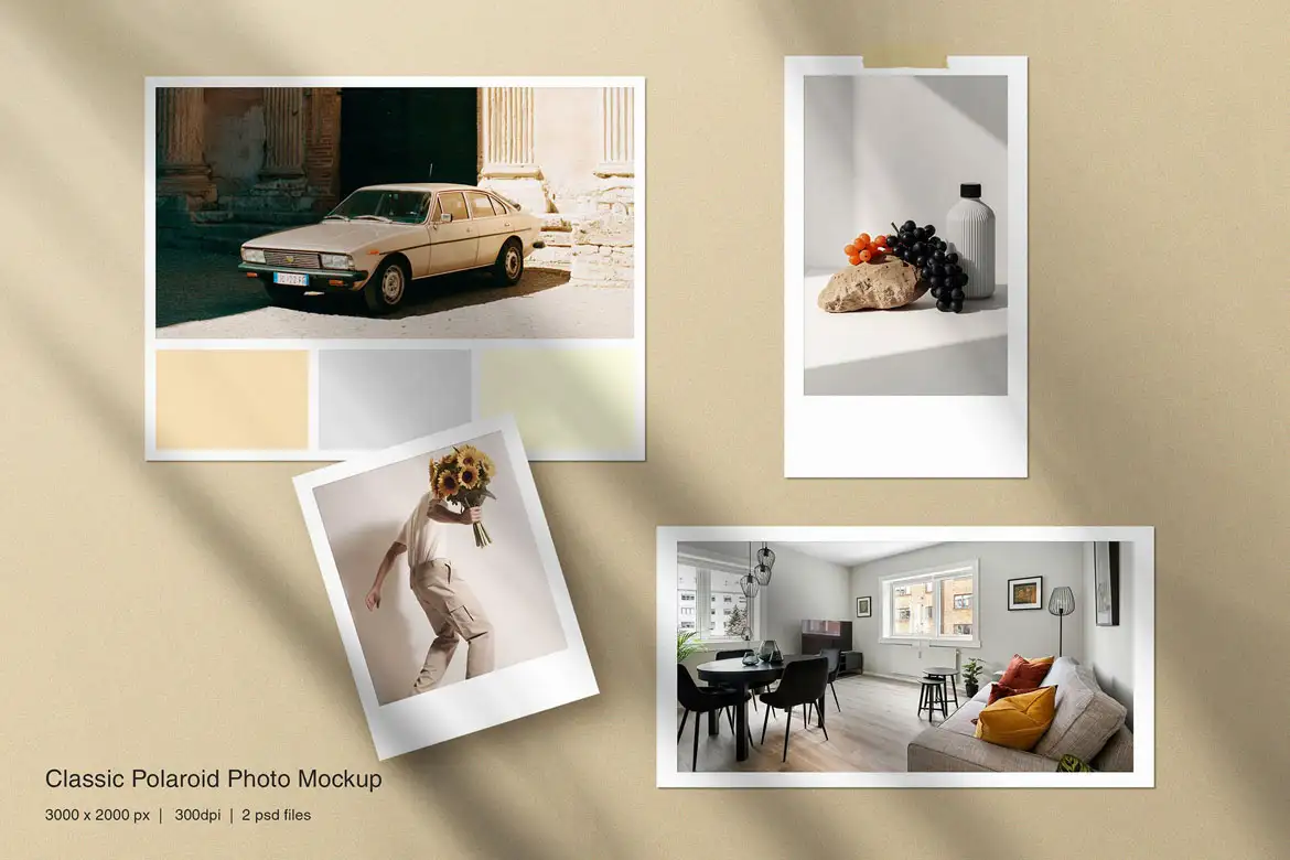 经典宝丽来拍立得相片样机 classic polaroid photo mockup