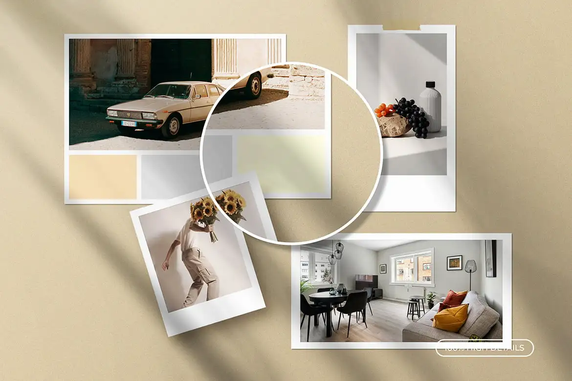 经典宝丽来拍立得相片样机 classic polaroid photo mockup