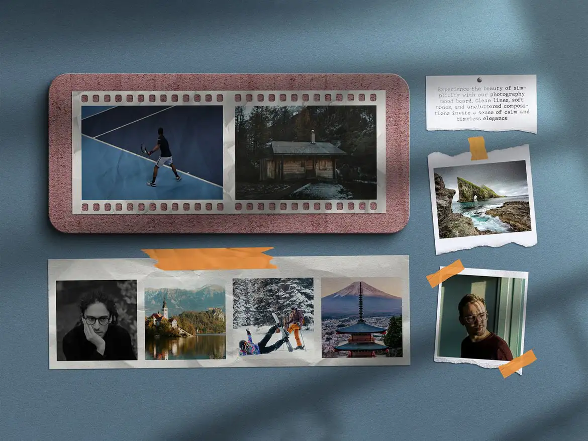 摄影灵感情绪板设计样机套装 Photography Moodboard Mockup Set
