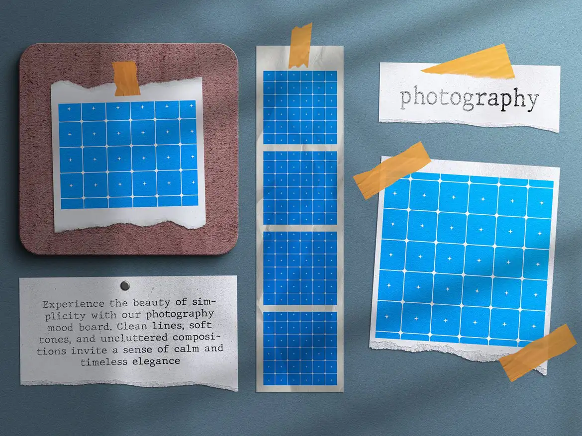 摄影灵感情绪板设计样机套装 Photography Moodboard Mockup Set