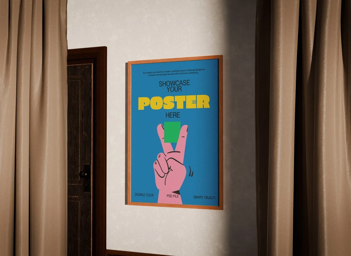 海报画框墙面展示样机 Poster Frame Mockup