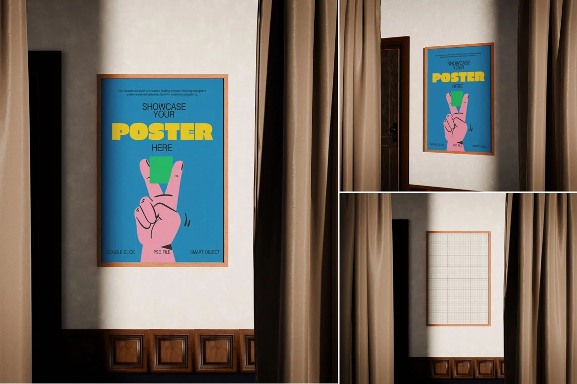 海报画框墙面展示样机 Poster Frame Mockup