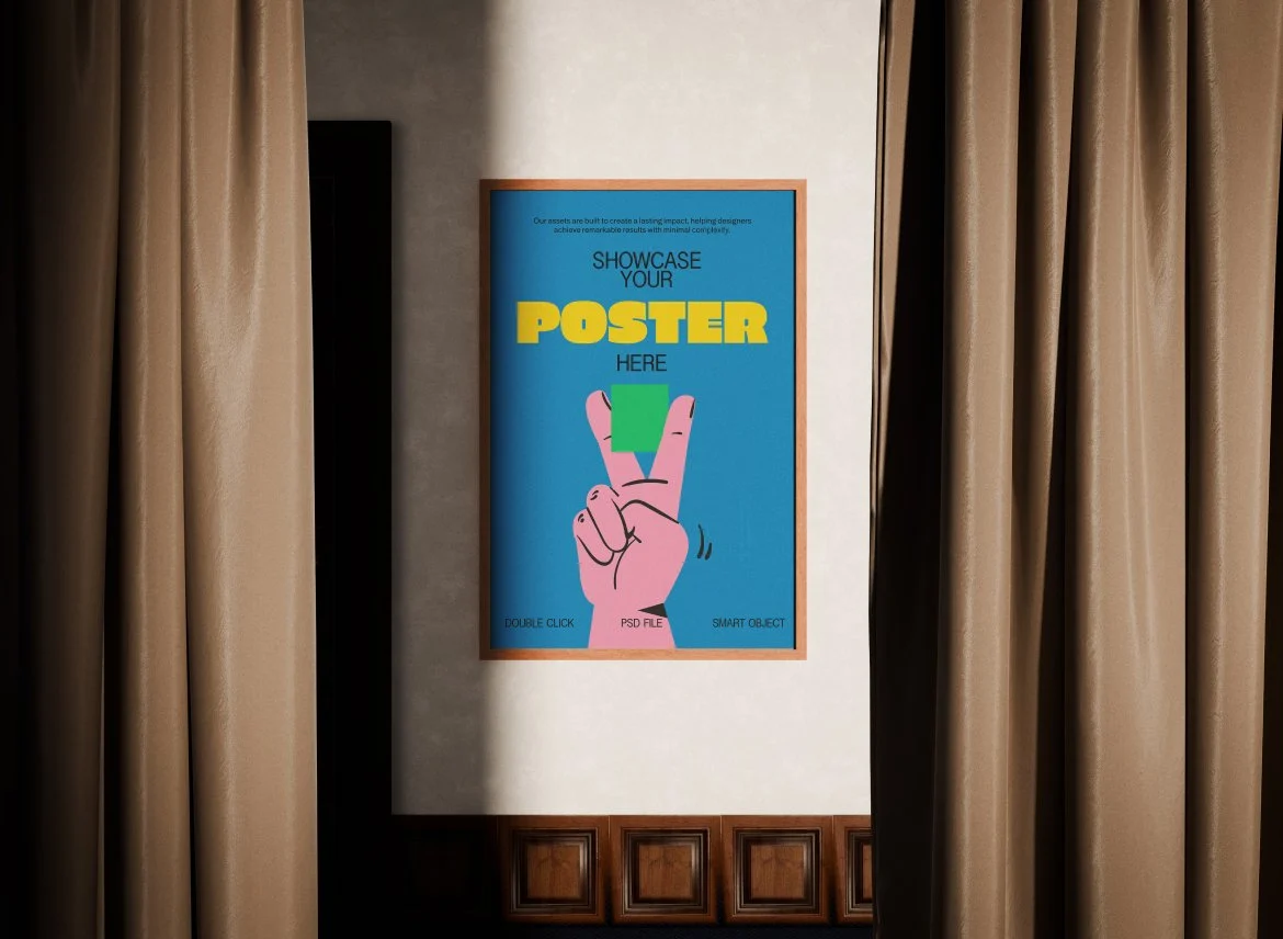 海报画框墙面展示样机 Poster Frame Mockup