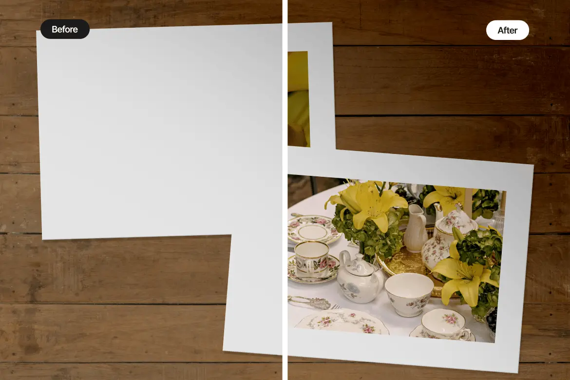 木质地板纸张实物场景样机 Realistic Paper on Wood Floor